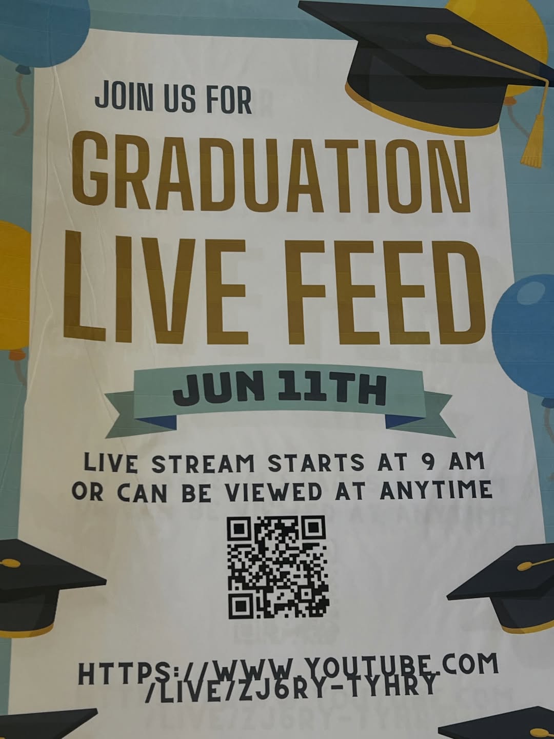 Instagram post: Watch the graduation live on YouTube or added the delayed time. Send the link to...
