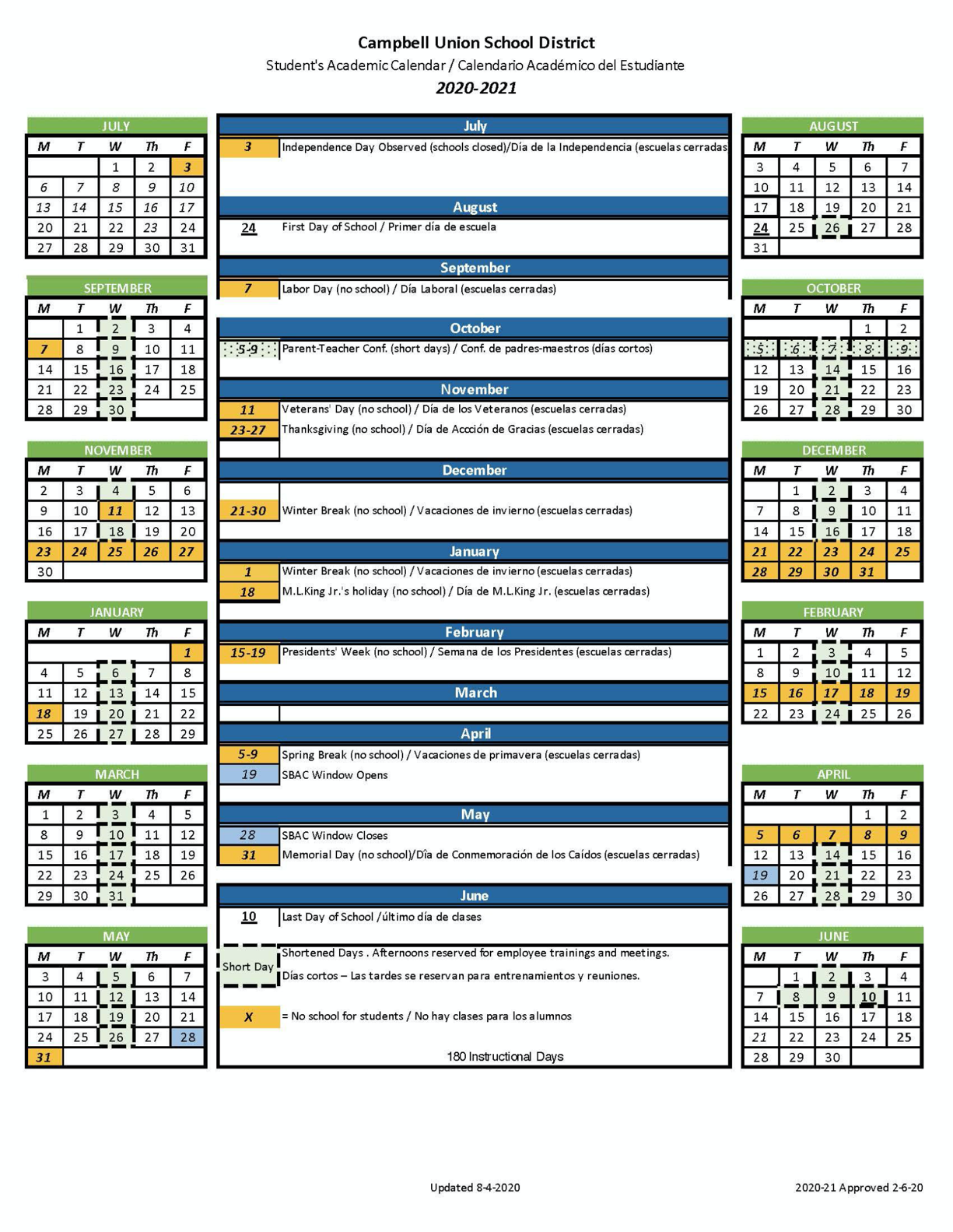 2020-21 school year calendar | Monroe Middle School 2020-21 school year calendar | Monroe Middle School