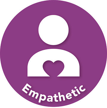 purple circle says "empathetic"